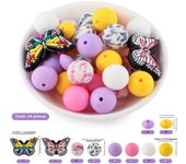 34Pcs/set Silicone Beads Kit Silicone Round Bead Focal Bead DIY KeyChain Bracelet Necklace Jewelry Accessories