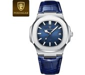 POEDAGAR Business Square Men's Quartz Wristwatch Waterproof Luminous Date Man Watch Fashion Leather Watches For Men Reloj Hombre