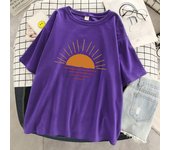 Sunset On The Coastline Printed Women T-Shirts Street Cotton Kawaii Short Sleeve Fashion Oversized Tops Loose Sports T Shirt