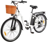 Bicicleta Eléctrica DYU C6, 350W, Velocidad Máxima de 25km/h, Batería de 36V 12.5Ah, Rango Máximo de 70km, Frenos Delanteros y Traseros con Bocina, Crucero Automático, Carga Máxima de 120kg, Shimano de 6 velocidades, Batería Extraíble