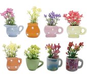 Lindos mini imanes de plantas para nevera (paquete de 8/10) - Imanes 3D de cerámica para floreros, decoración divertida para cocina, oficina, pizarra y taquilla - Decoraciones realistas de plantas pequeñas