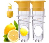 Exprimidor de limón mini, exprimidor manual de limón con tapa de rosca y filtro incorporado, exprimidor de cítricos de naranja, exprimidor de lima para cócteles y bebidas (2 unidades)