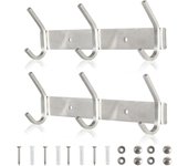 2 Piezas Perchero de Pared Acero Inoxidable 30CM con 3 Ganchos para Abrigos Colgador Pared Perchero para Toallas de Baño SUS304 Resistentes Ganchos para Entrada Cocina Dormitorio Oficina