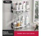 Estante De Baño De Aleación De Aluminio Para Almacenamiento De Shampoo Sin Perforar Estante De Esquina De Ducha Montado En La Pared Accesorios De Baño