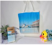 Bolso de hombro de compra con estampada de los dubujos paisaje con doble cara. tela loneta estampada dibujos personalizada.gran capacidad.dibujos madrid,barcalona,toledo,sol