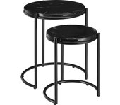 TECTAKE - Mesa auxiliar ELLSA con estructura de acero, Elegante mesa auxiliar en juego de 2 con tablero de mármol de alta calidad, Estructura de acero resistente para alta estabilidad y capacidad de carga, Gran estabilidad gracias a los pies de plástico