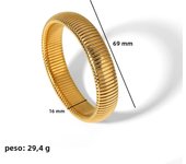 Peri'sBox Elastic stainless steel thick metal punk bracelet women's18k gold-plated charm 8/10/12/20/16MM custom elastic bracelet