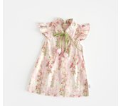 Summer Tulip Cheongsam Baby Girl Dress Cute Chinese Style Small Flying Sleeves Fragmented Embroidered Girl Dress