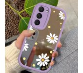 Chrysanthemum Fasion Mirror Surface Phone Case For Samsung Galaxy A73 A72 A71 S23 S22 S21 S20 FE Plus 5G Makeup Coque Cover