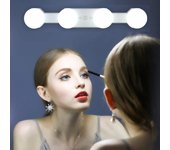 Luces LED para maquillaje, kit de luces para espejo cosmético Hollywood, recargables, portátiles, inalámbricas, 4 bombillas, brillo de tocador, temperatura de color ajustable (sin espejo)