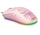 Mars Gaming - MMAX, Ratón Ultraligero 69g, Óptico 12400DPI, Chroma RGB, Soft, Rosa MMAXP