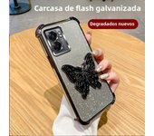 Luxury Glitter Butterfly Holder Phone Case for Oppo A60 A18 A38 A55 A56 A57 A77 A36 A35 A32 5G TPU Plating Protector Back Cover
