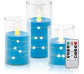 3pcs/set LED Flameless Candle Light Pink Blue Red Christmas Halloween Prayer Wedding Romantic Atmosphere String Light Candle