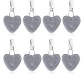 8 Ganchos Para Pesos De Mantel, Pesos Para Mantel De Piedra En Forma De Corazón Con Clips De Acero Inoxidable (Gris Claro)
