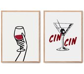 Set de 2 cuadros calidad premium con marco de madera - 30x40 cm o 50x70 cm - POSTER LAB