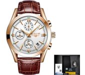 LIGE New Fashion Men's Watches Top Brand Luxury Casual Military Leather Quartz Man Watch Business Waterproof Sports Chronograph