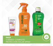 Babaria Pack Cuidado Completo Protección Solar SPF30: Crema Facial Solar Antimanchas SPF50+ con Principios Activos de Rosa Mosqueta 75ml, Spray Protector Solar Corporal SPF30 200ml y Bálsamo After Sun Efecto Hielo 200ml