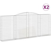 vidaXL Cestas de gaviones 2 uds forma de arco hierro Dimensiones 400 x 30 x 60/80 cm,  400 x 30 x 120/140 cm,  400 x 30 x 160/180 cm y mas