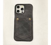 Luxury Denim Leather Card Bag Case For iPhone 15 14 13 12 11 Pro Max