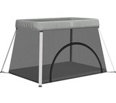 vidaXL Parque Infantil Bebés con Colchón Cuna Plegable Tela Lino Marino Color Azul,  Gris claro,  Gris oscuro y mas