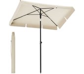 SONGMICS Sombrilla de Terraza 180 x 125 cm, UPF 50+, Inclinación Bidireccional de 30°, Altura Ajustable, con Bolsa de Transporte, para Balcón Jardín, sin Base, Beige/Topo/Gris