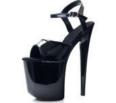 Extreme Black Paint Baking Process High Heel Sandals 20CM Heels Pole Dancing Shoes