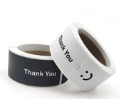 240PCS Smile Thank You Stickers for Packaging, Rectangle Black and White Gift Labels, 1" X 3", Party, Wedding, Boutiques, Boxes