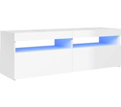 Mueble de TV con Luces LED brillantes Blanco 120x35x40 cm