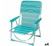 Silla de Playa Aktive Turquesa 44 x 72 x 35 cm Aluminio Plegable (4 Unidades)