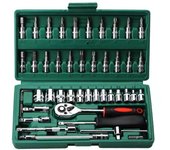 46pcs Socket Set for Car Auto Repair Tools Household Spanners Hand Tools Kit 1/4 Ratchet Wrench Socket Bits with Box