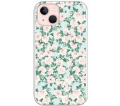 Funda compatible con iPhone 13 - Patron flores con fondo verde
