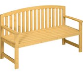 Outsunny Banco de Jardín de 2 Plazas Banco Exterior de Listones de Madera con Respaldo y Reposabrazos para Terraza Patio 143x51x85 cm Natural
