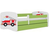 Cama 140 x 70 cm Kocot Kids com colchão BabyDreams Fire Brigade Green