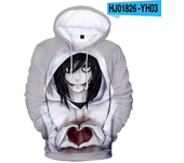 Anime Jeff The Killer 3D Print Oversized Women/Men Hoodie Sweatshirt Boys Girls Kids Streetwear Hip Hip Pullover Hooded Jacket