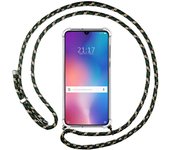 Tumundosmartphone Funda Colgante Transparente para Xiaomi Mi 9 con Cordon Verde / Dorado