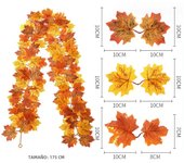 200cm Artificial Red Maple Leaf Vine Garland Outdoor Hanging Vine Leaf Arch Garden Thanksgiving Halloween Autumn Decoration