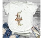 Lovely Style Pet Print T-Shirt Crew Neck Casual Short Sleeve T-Shirt Spring Summer Women's Clothing Fashion Simple Short Sleeve