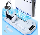 Soporte OIVO para PS5 y PS5 Slim con cargador para mando de PS5, ventilador de 3 velocidades para PS5 y soporte RGB para PlayStation 5