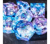 7PCS Sharp Resin Dice Set Liquid Core Dice & Sharp Edge Role Playing Games Dice,Gold foil resin dice