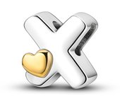 New 925 Sterling Silver Cute Gold Lucky Heart 26 Letter Series Charms Beads Fit Pan Original Bracelets DIY Gifts Fine  Jewelry