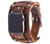 Punk Leather Band Strap for Apple Watch 7 6 5 4 3 SE iWatch 38 40 41 45 42 44mm Smartwatch Accessories