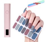 Pegatinas de uñas de gel con kit de luz ultravioleta, pegatinas de uñas de gel ultravioleta, kit de pegatinas de uñas de gel para bricolaje, tiras de uñas de gel semicuradas, fáciles de aplicar y quitar (07)