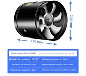 4''6''8'' Pipe Exhaust Fan Air Ventilator Metal Pipe Ventilation Exhaust Fan Mini Extractor Bathroom Toilet Wall Fan Duct Fan