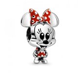 PANDORA Charm de Plata de Ley de Minnie de Disney con Esmalte Rojo y Negro