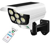 Luces Solares Con Sensor De Movimiento 77 LED Impermeables Para Exterior Luz De Inundación Falso Cámara De Seguridad Sin Cable Para Porche Jardín Patio