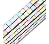JHNBY Blue,Gold Color,Purple Square Shape Hematite 2/3/4/6MM Natural Stone Spacer Loose Beads For Jewelry Making DIY Accessories