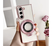 360° Magnetic Ring Holder Kickstand Plating Clear Phone Case for Samsung Galaxy Z Fold 6 5 4 3 Fold6 Fold5 Fold4 Fold3 5G Cover