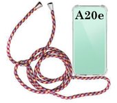 Funda Colgante transparente con Cuerda Rojo Burdeos y Azul para Samsung Galaxy A20e