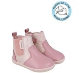 Garvalín botas de piel respetuosas para niña con cremallera lateral color rosa y con forro borreguito mod. 241304-B159FB
