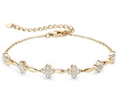 Real S925 Silver 2mm D Moissanite Four-leaf Clover Flower Bracelet 14k Gold Plated Chain Charm Bracelet for Women Gift Jewelry